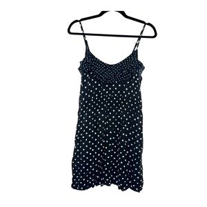 ELLE Black & White Polk Dot Ruffle Top Dress w Pockets M